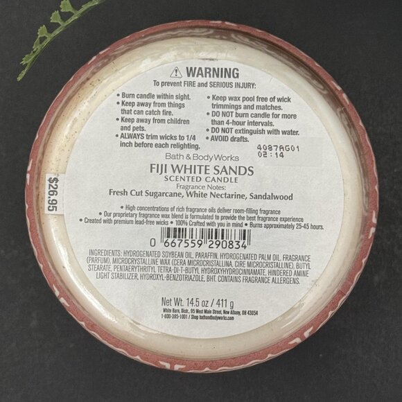 BBW Fiji White Sands Bath & Body Works 3 Wick Candle - Picture 10 of 10